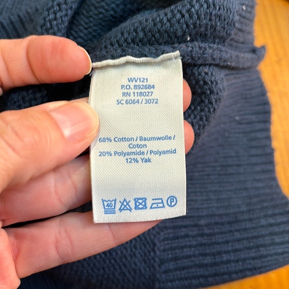 BODEN S Navy Blue Shoulder Button Crewneck Sweater Jumper Yak Wool - Picture 3 of 5